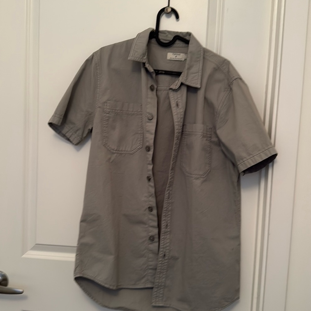 Grey button down shirt